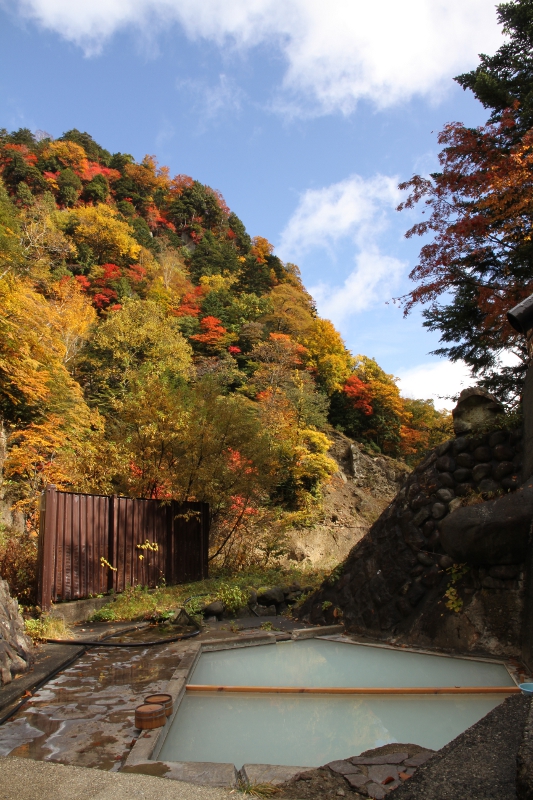 露天風呂と紅葉