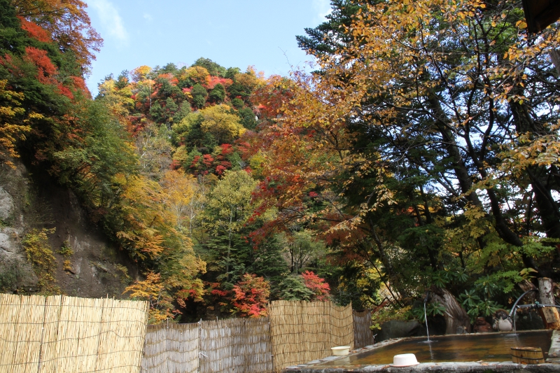 露天風呂と紅葉