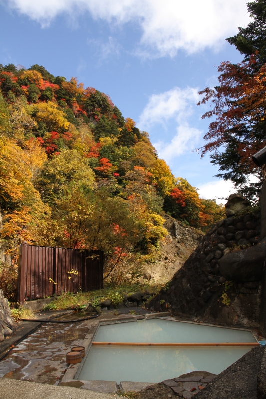 紅葉と露天風呂